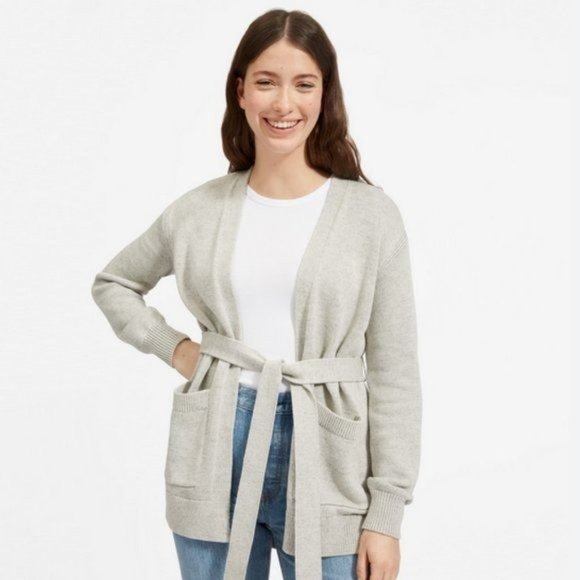 Everlane Sweaters - Everlane Soft Cotton Wrap Cardigan, Heather Grey, Size Medium, Like New